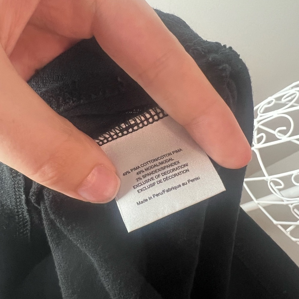 Tory Burch Black Emily Ruffle Polo Size L Pima Cotton Old Money Quiet Luxury - Picture 5 of 5